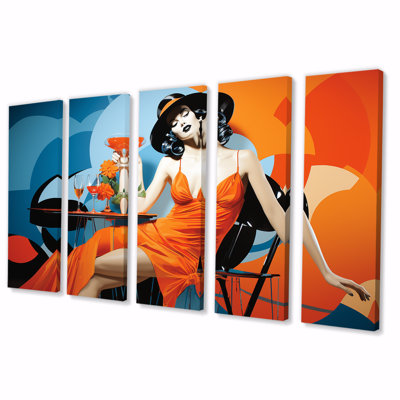 American Vintage Icon Woman IV - Ensemble de 5 décorations murales mode femme