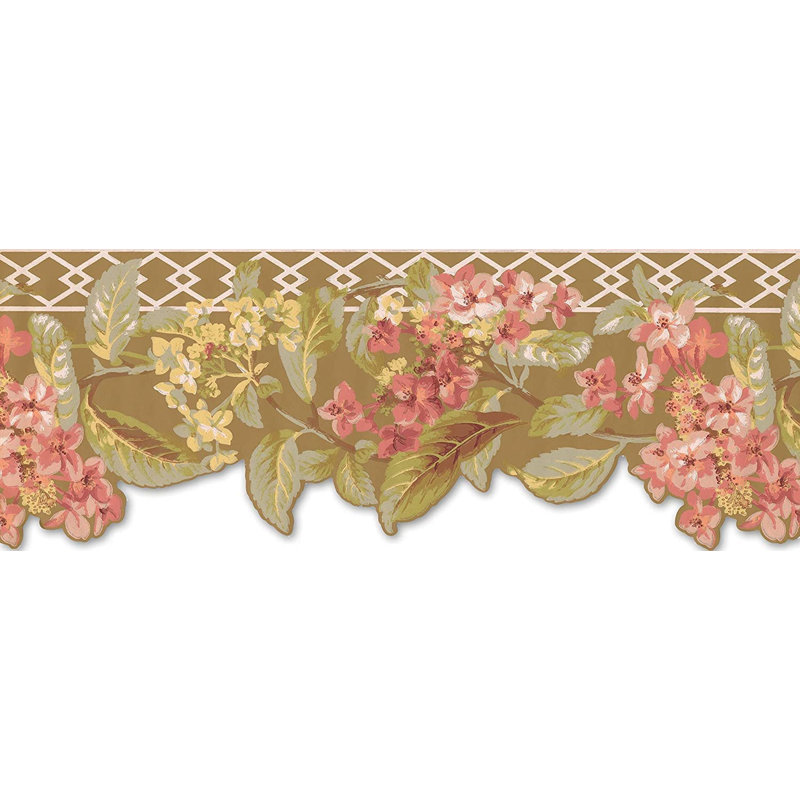 Bordure de papier peint L 15 pi x l 9 po Flowers Leaves