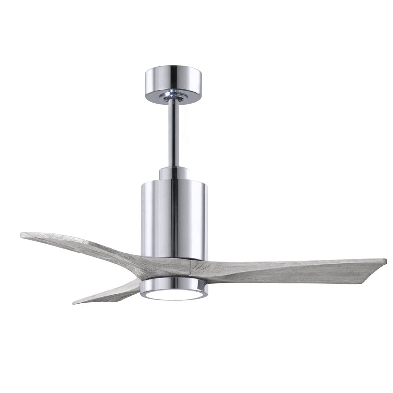 Patricia LED Downrod Ceiling Fan, Polished Chrome, Barn Wood Tone, 42"