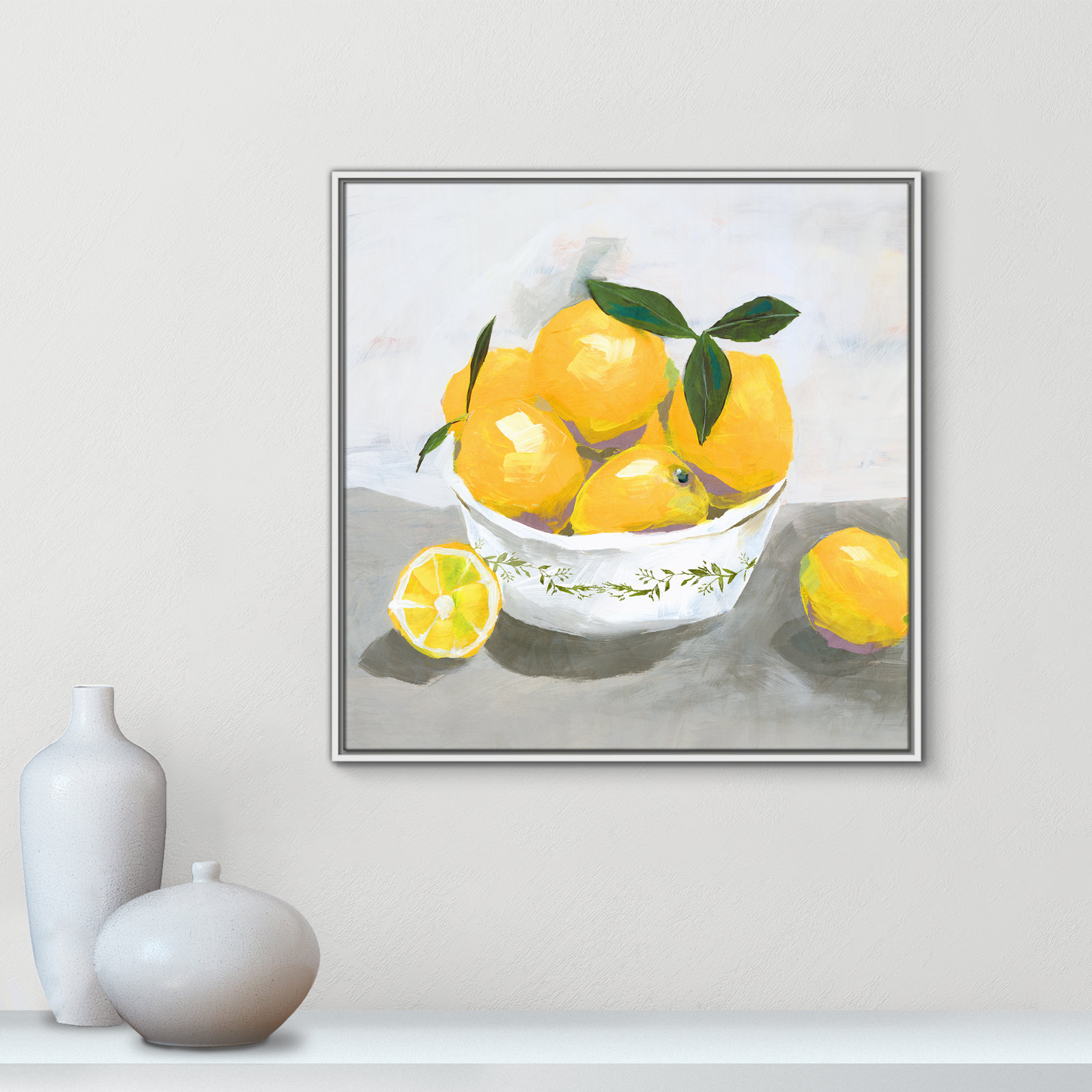 Hayons "Lemons" Painting by Isabelle Z, 31.5" H x 31.5" W x 2" D, White Framed Canvas