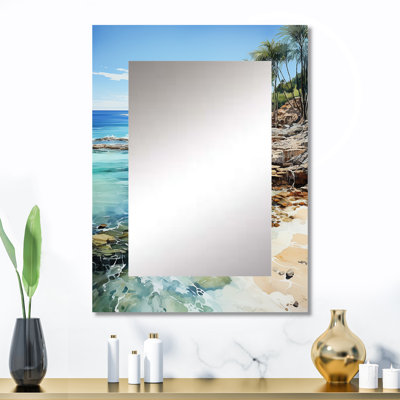 Beach Photo Tropical Paradise III - miroir décoratif de plage, miroir mural turquoise, impression sur métal