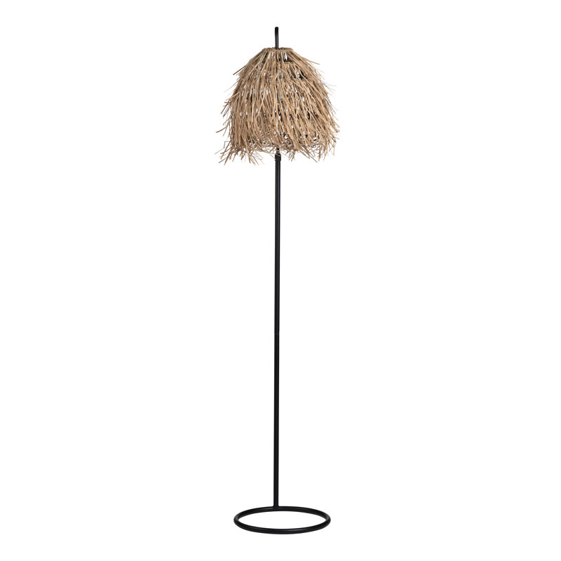 Metal Floor Lamp With Rafia Shade