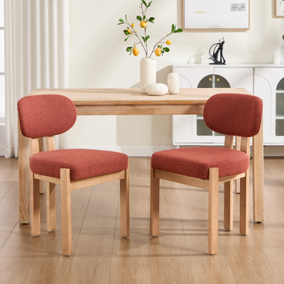 Ensemble de 2 chaises de salle à manger en bois, chaise de salle à manger rembourrée en tissu moderne, chaise de salle à manger de style maison de campagne