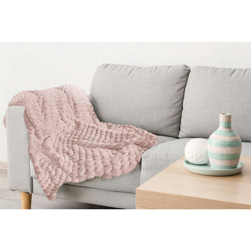 Woodby Hand Woven Throw Blanket, 127 W x 152cm L, Blush