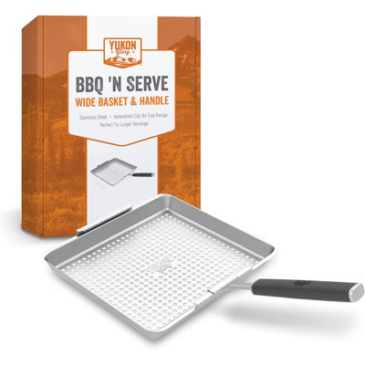 Très grand panier de barbecue Yukon Glory avec poignée à pince, acier inoxydable