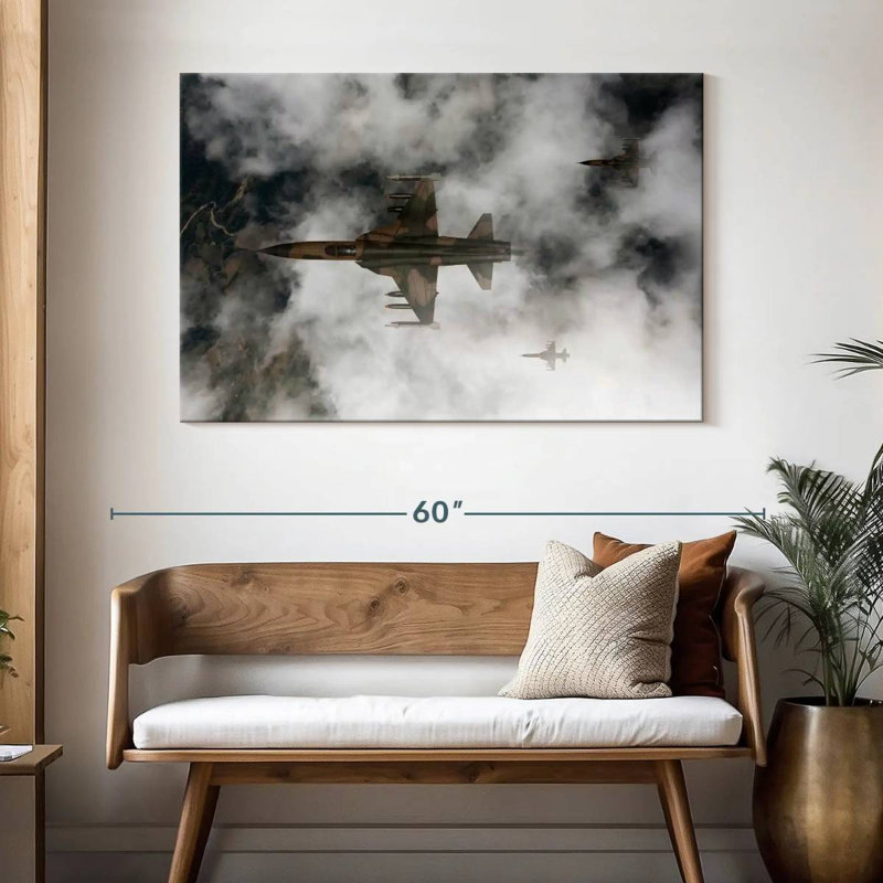 Mait Cloudy Fighter Jets, 32" H x 48" W