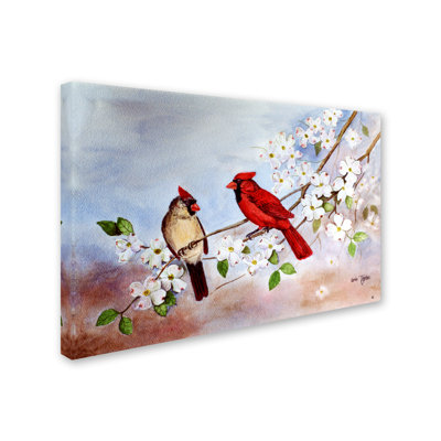 «Cardinals And Dogwood» de Dugazon, reproduction sur toile tendue