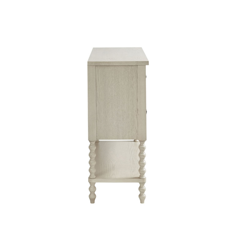 Antique White Acacia Double Drawer Chest with Spindle Legs