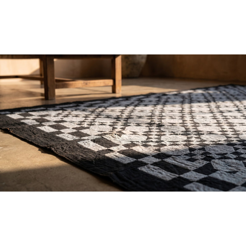 Antique Quilt Hallway Runner Wool Blue Rug