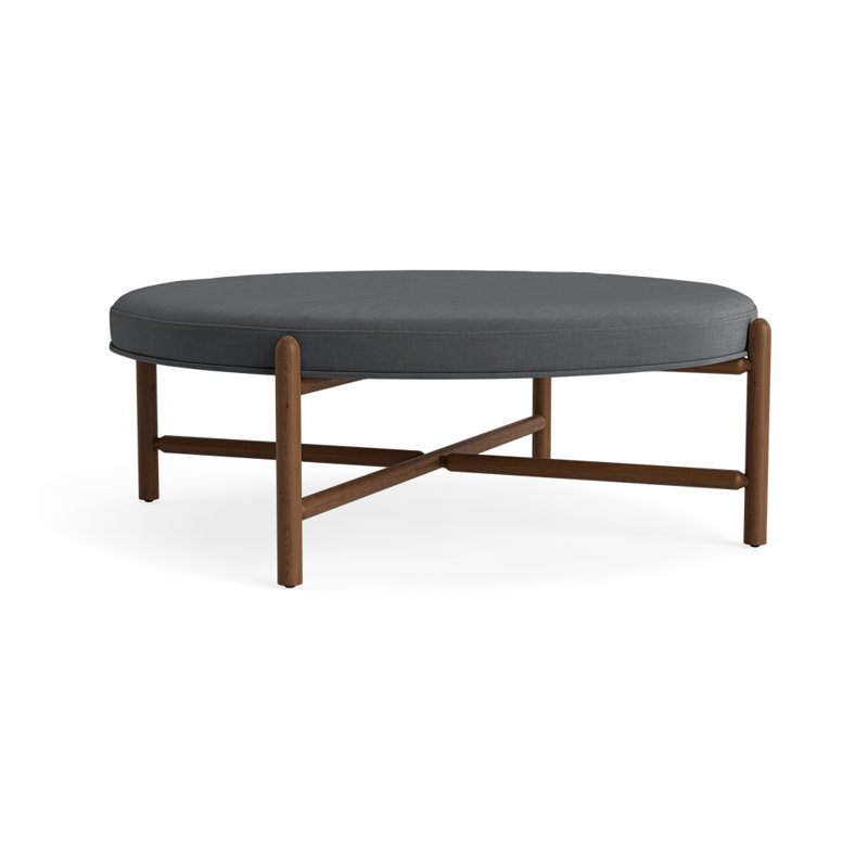 Vane 48" Round Ottoman, Charcoal, Walnut