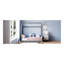 Lit simple en bois et velours, gris-136990949