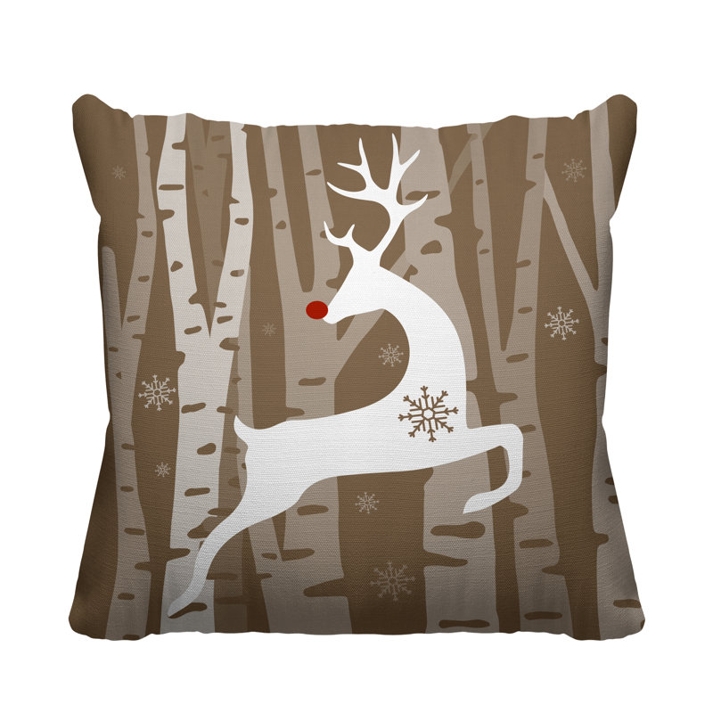 Coussin décoratif intérieur / extérieur Reindeer, 17 po x 17 po, Beige, Carré