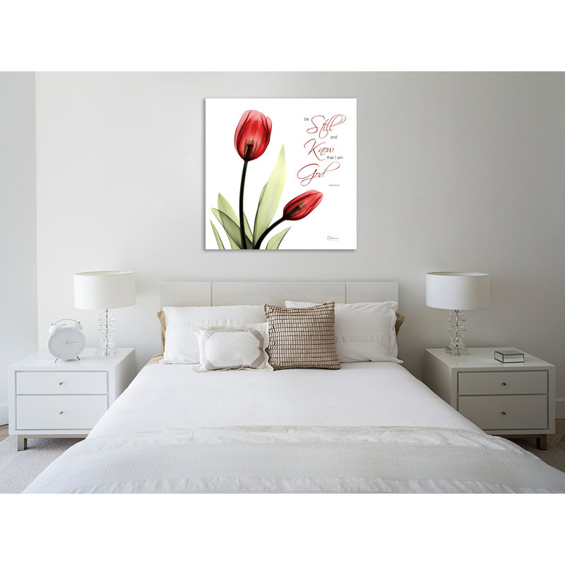 "Be Still Tulip C64", toile tendue par Albert Koetsier, H 18 po x l 18 po x P 1,5 po