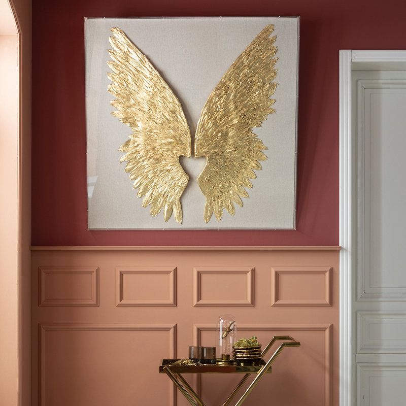 Wall Decoration Wings, Gold/Beige