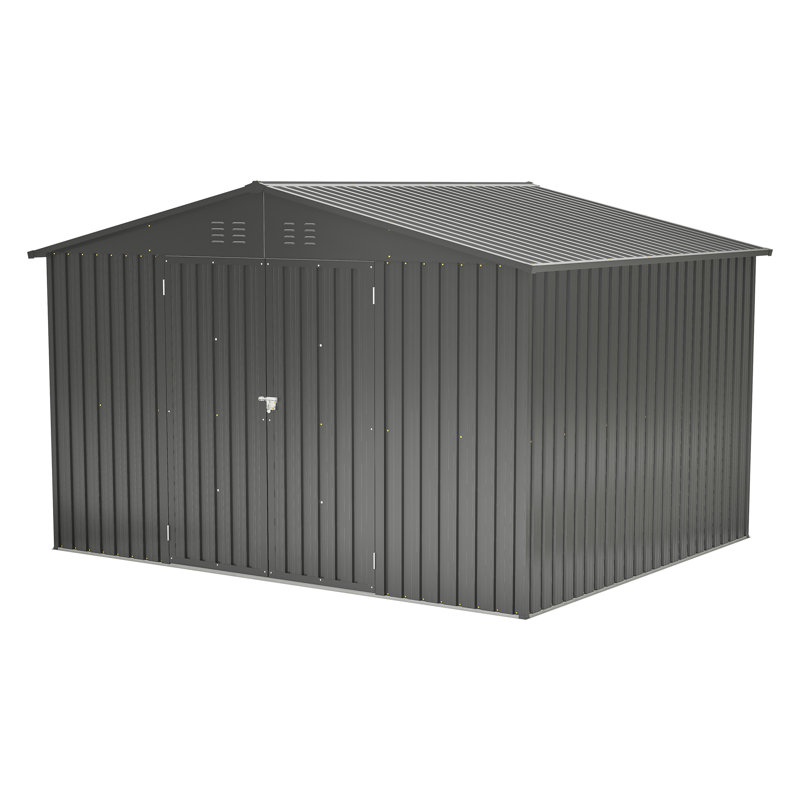 10X8 FT Outdoor Storage Shed, Black, 75.2" H x 118.11" W x 99.21" D