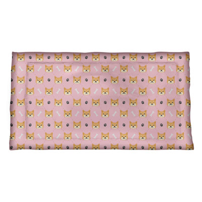 Taie décorative à motif de Shiba Inu vert menthe Katelyn Elizabeth - Microfibre