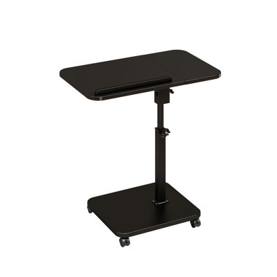 C-Shaped End Table with Wheels, Adjustable Height & 180° Swivel, Mobile Sofa, Bedside, and Snack Table for Small Spaces