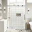 Porte de douche coulissante simple sans cadre de 46 à 48 po x H 76 po, verre trempé épais de 8 mm avec mécanisme de fermeture en douceur-129387840