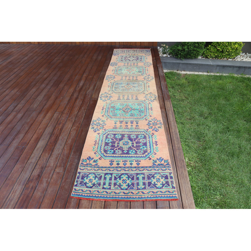 Tapis de couloir turc tissé à la main avec des motifs traditionnels, idéal pour la maison et le bureau