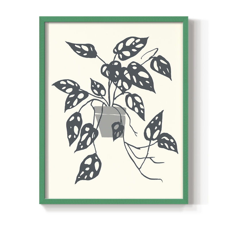 «Growing Leaves I», reproduction encadrée - bois massif, H 11 po x l 9 po, Vert