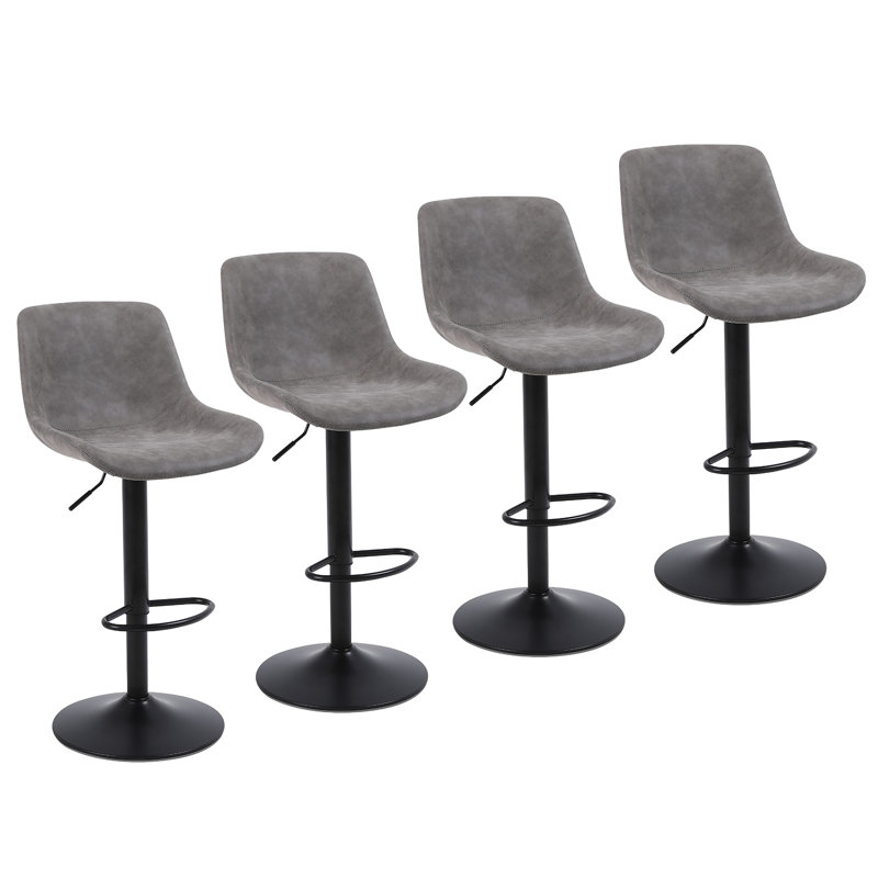 Jeninne Swivel Adjustable Height Bar Stool, Gray, 4