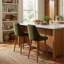 Tabouret de bar en tissu avec tabourets de bar modernes avec dossier et pieds en bois, chaise de bar rembourrée à hauteur de comptoir pour îlot de cuisine-1195408885
