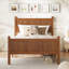 Lit plateforme simple avec tête et pied de lit, grain de bois de style campagne moderne noyer clair-955335595-955335594