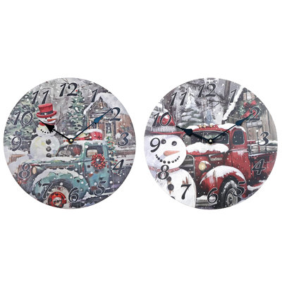 Wall Clock - Asstd (Red Truck, Blue Truck) - Set Of 2