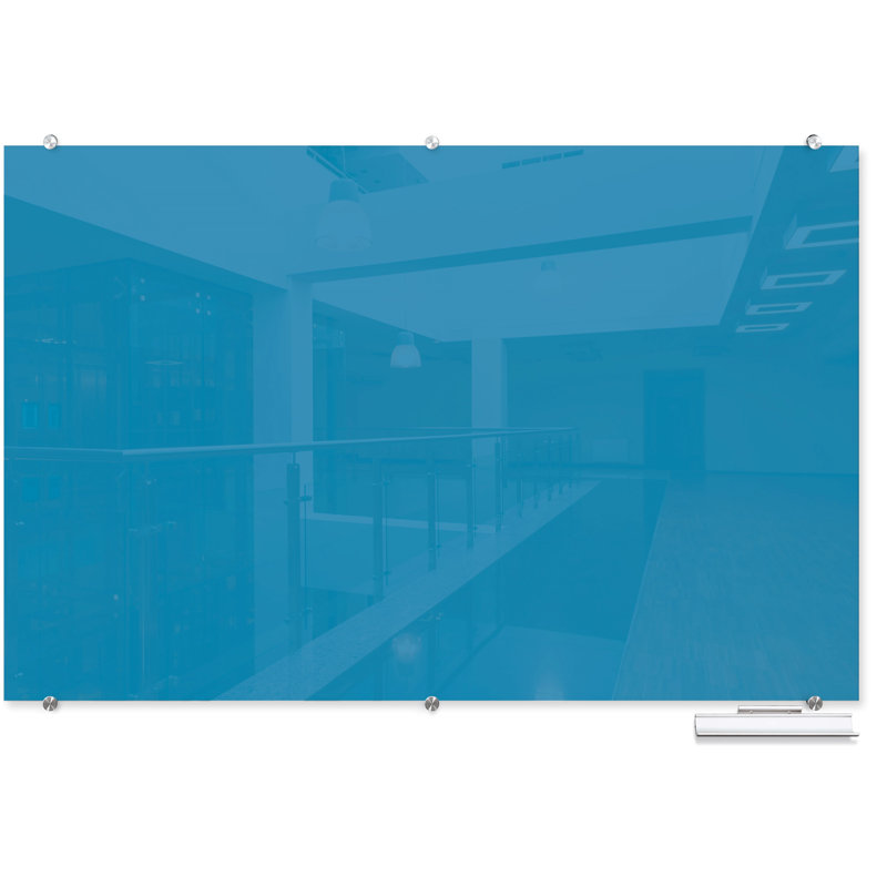 Large Blue Magnetic Glass Dry Erase Board 96" x 48"