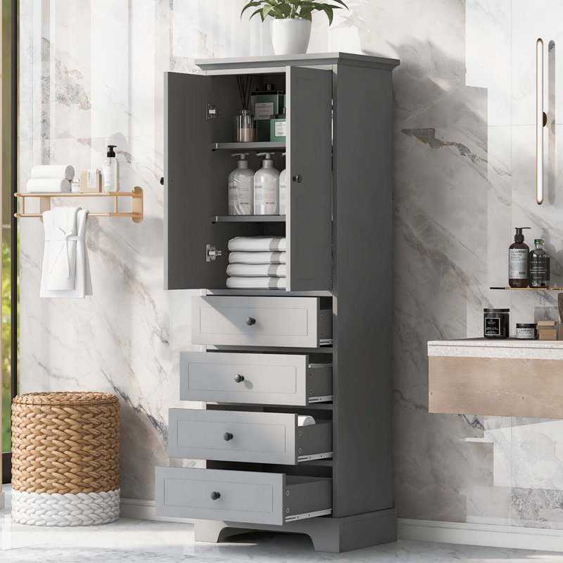 Line Cabinet With Adjustable Shelf, Gray