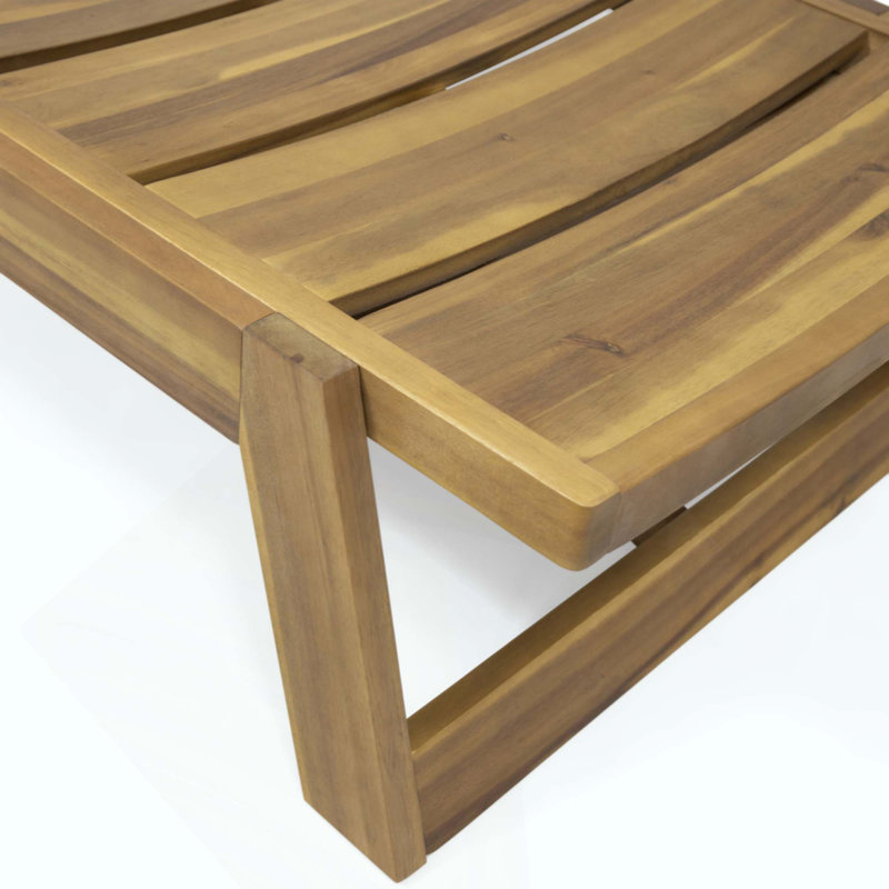 Acacia Wood Chaise Lounge Set Of 2, Durable And Stylish For Outdoor Relaxation With Teak Finish, Natural, 2