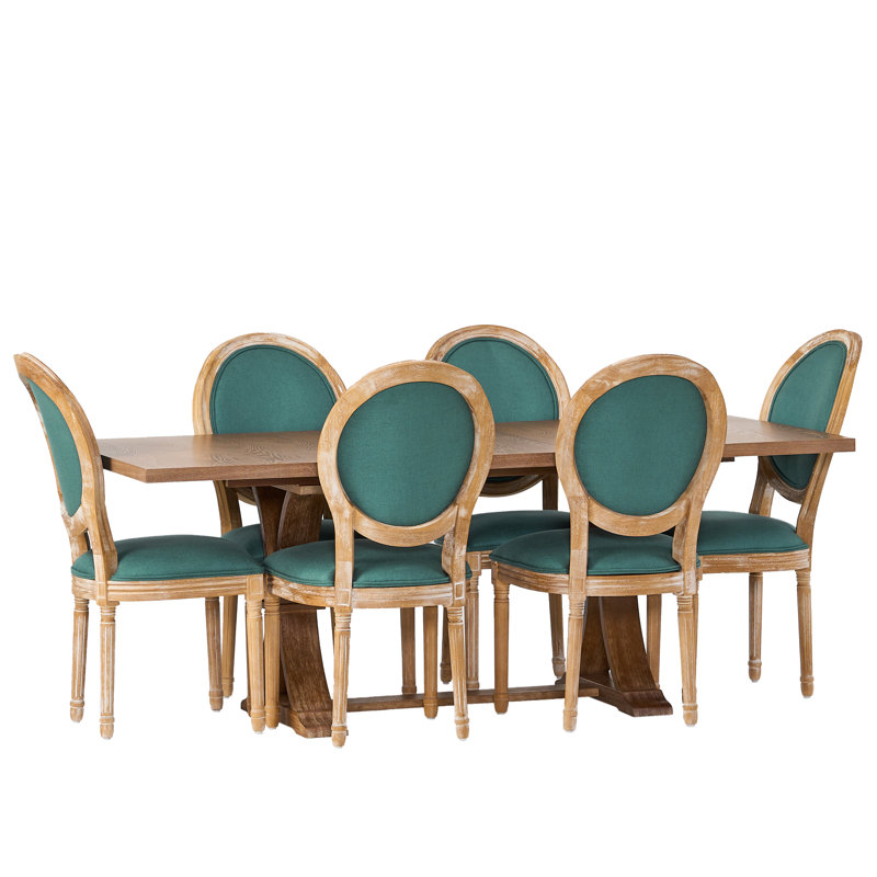 Ensemble de salle à manger extensible Holli, Bleu sarcelle foncé