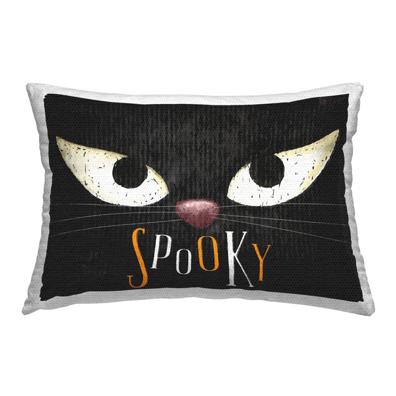 Coussin décoratif d'extérieur imprimé yeux de chat Spooky par Nicole DeCamp