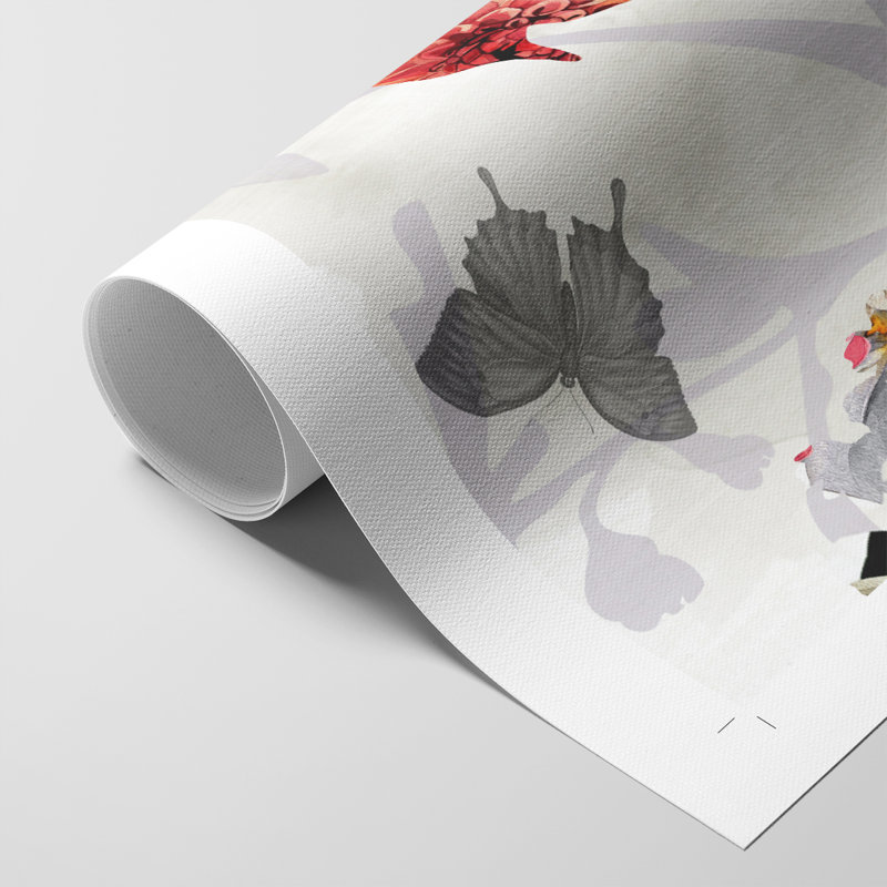 Bird and Cherry Blossoms I -Canvas Print Only - NOT FRAMED, 27" H x 18" W