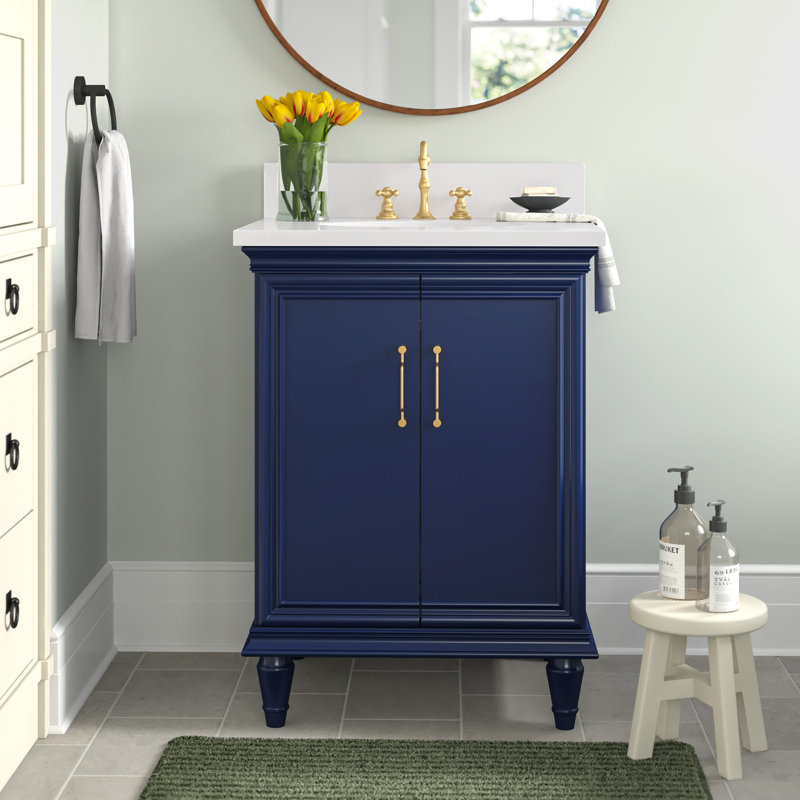 Ensemble de meuble-lavabo simple 25 po Gurrola, Bleu