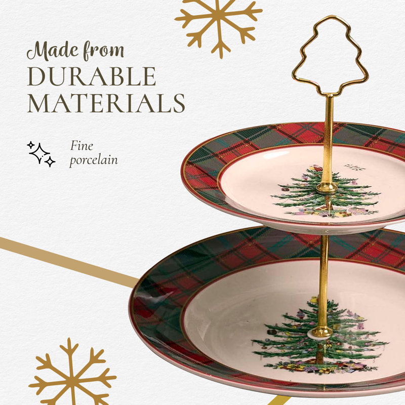 Christmas Tree TARTAN TIERED SERVER 10"