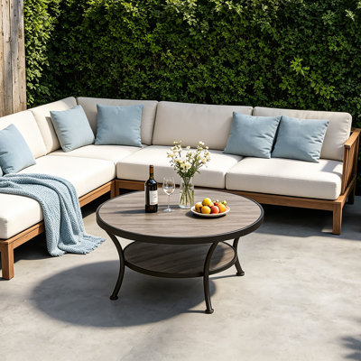 Aderes Round 2-Tier Coffee Table with Scalloped Edges