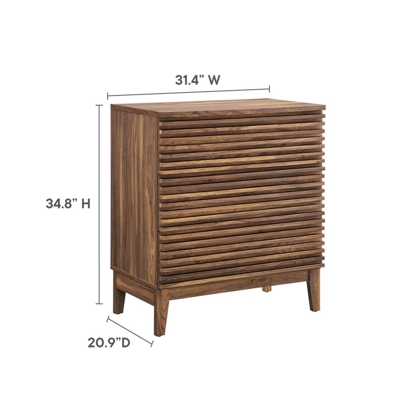Walnut Wood Grain Large 3-Drawer Nightstand