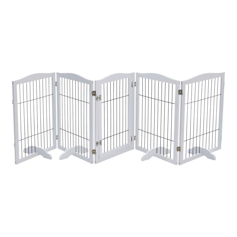 Lakendra Free Standing Pet Gate With Door, White, 280cm
