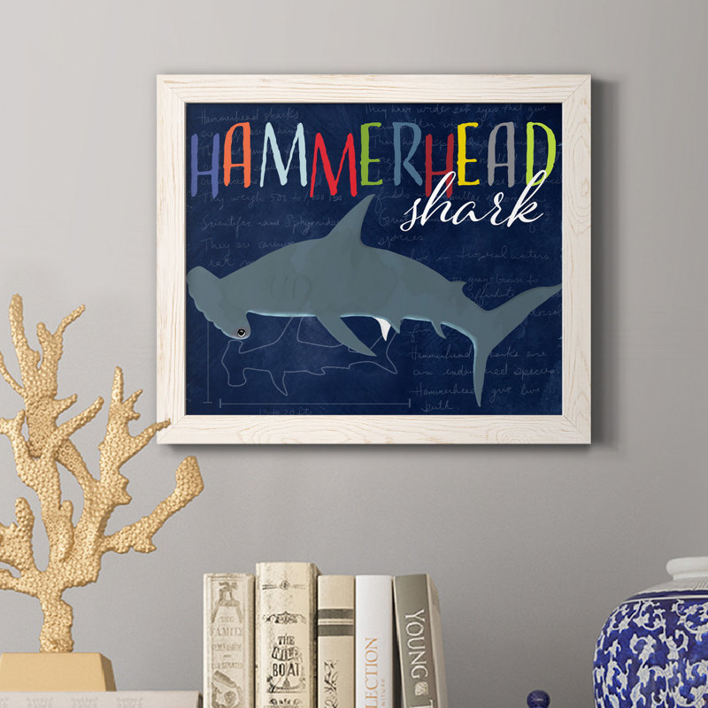 " Hammerhead Shark " Painting Print, 24" H x 18" W x 1.5" D, White