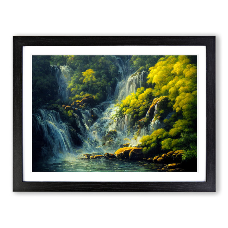 Ethereal Waterfall - Framed Print, Black, 25cm H x 34cm W x 2cm D