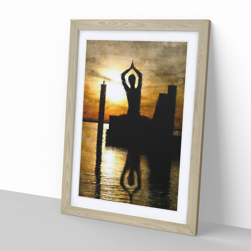 Yoga Meditation - Picture Frame Graphic Art, Oak Framed, 36cm H x 27cm W x 2cm D