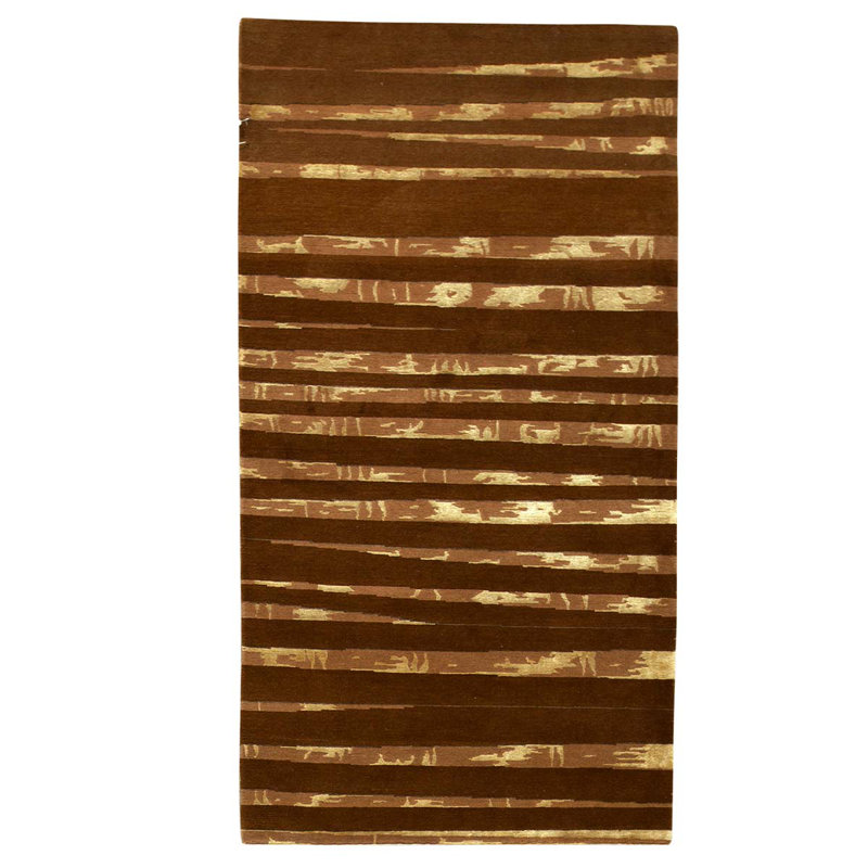 Tapis brun foncé / doré de haute qualité noué à la main