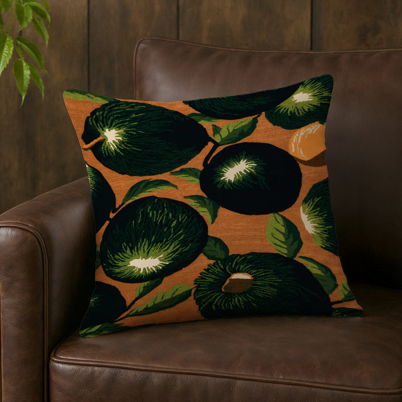 Coussin intérieur et extérieur, Carré 16 po, Sapote noire