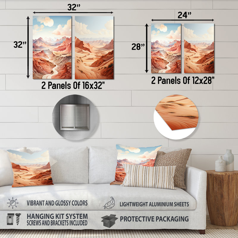 Desert Dreams Canyon Drift - Canyon et désert, ensemble de 2 reproductions d'art en métal, H 28 po x l 24 po