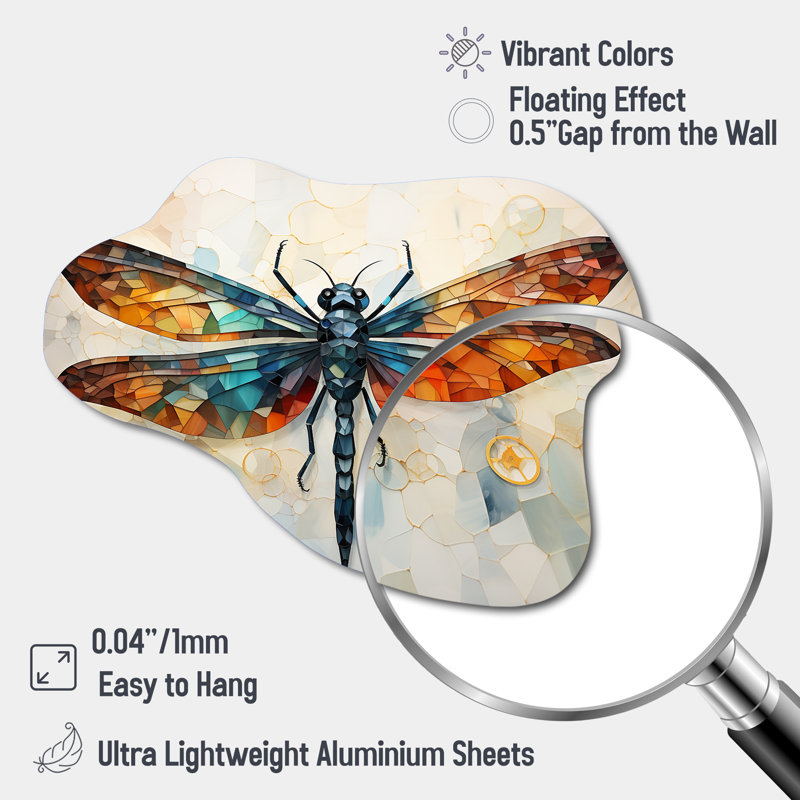 Angeles - Cloud Dragonfly, décoration murale asymétrique en métal, H 27 po x l 35 po