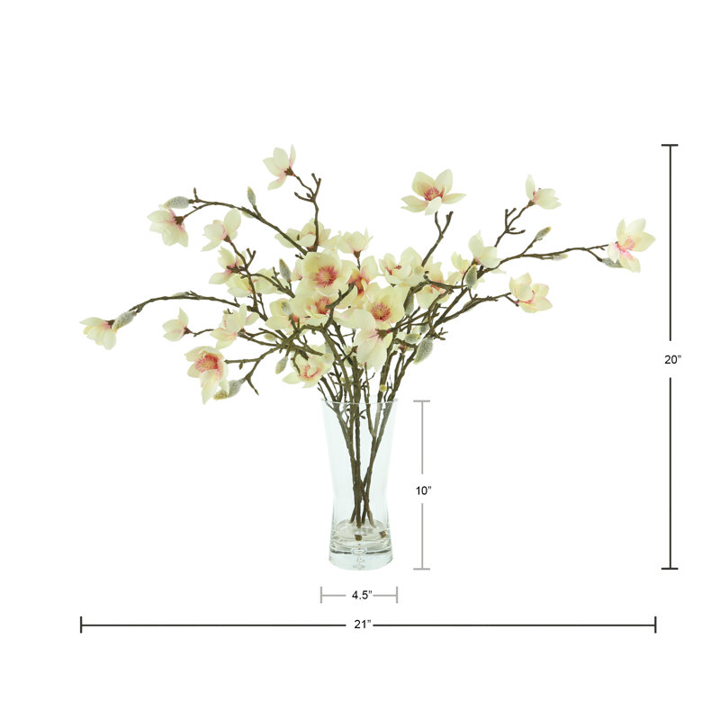 Butterfly Magnolias in Vase with Faux Water