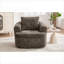 Fauteuil d'appoint touffeté tonneau pivotant à 360 ° en chenille de ton brun pour salon-1096975872