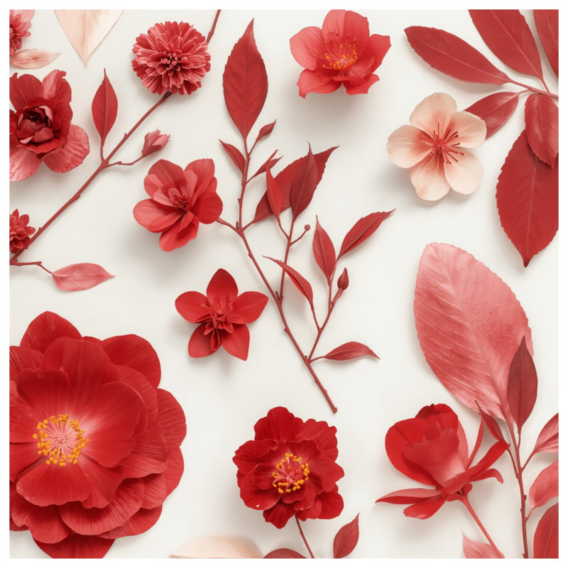 Tapisserie murale arrangement floral rouge - décoration murale fleurs, 50in H x60in W with 4 Grommets