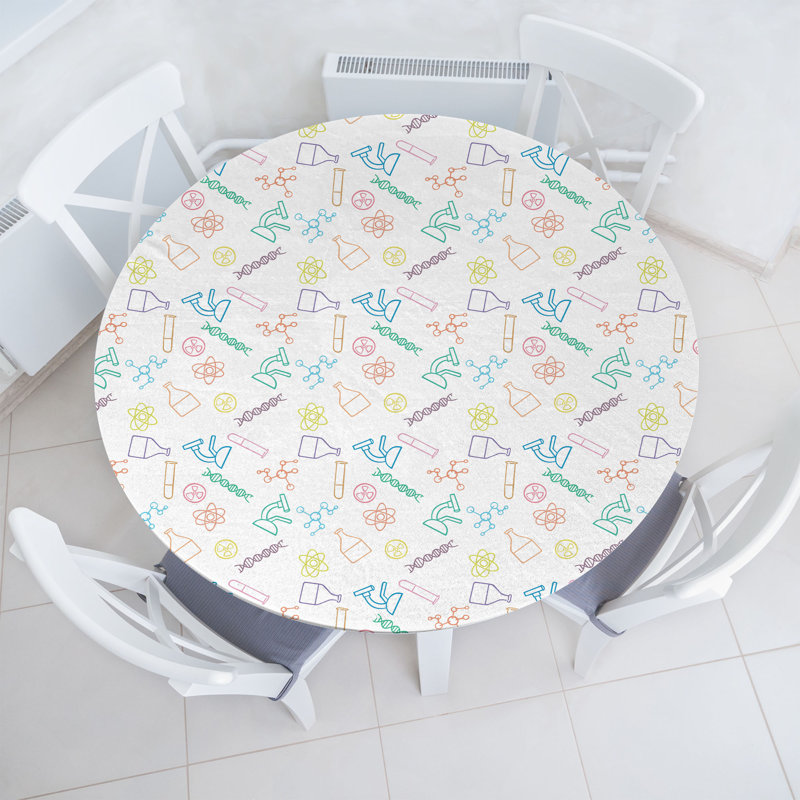 Bungalow Rose Science Fitted Round Tablecloth Diameter Multicolor